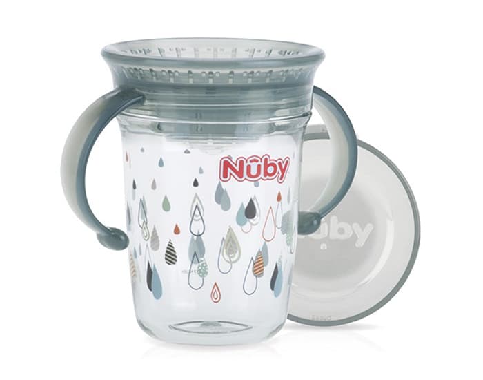 NUBY Gobelet Magique 360o avec Anses en Tritan - 240 ml Gris