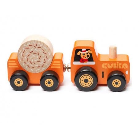 Tracteur et sa remorque en bois