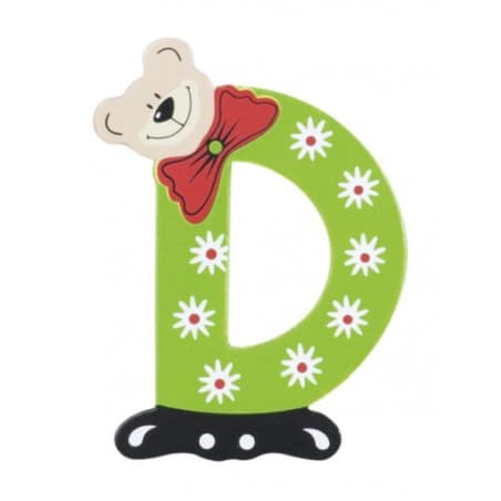 Lettre Ourson D en bois