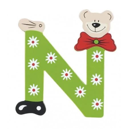 Lettre Ourson N en bois