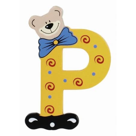 Lettre Ourson P en bois