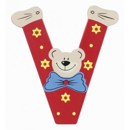 Lettre Ourson V en bois