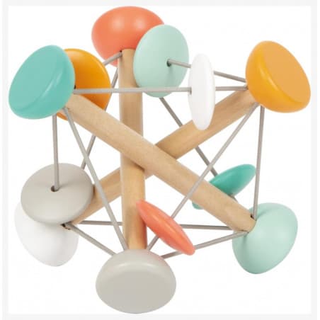 Hochet d'activité en bois avec élastiques