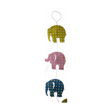 Guirlande  Eléphants verts/rose