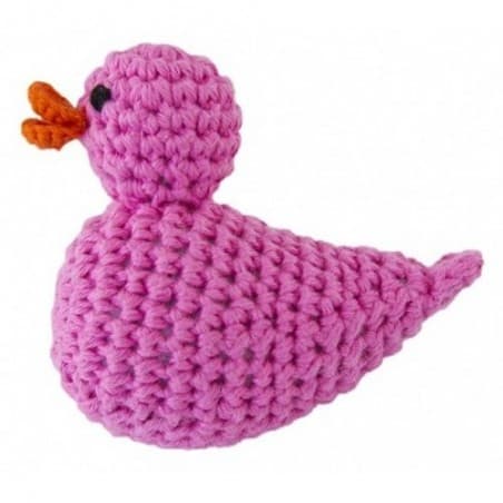 Hochet 'canard rose pâle' crochet