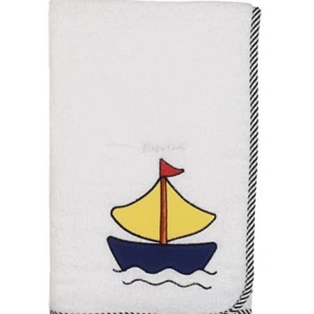 Cape de bain en coton blanc/bleu