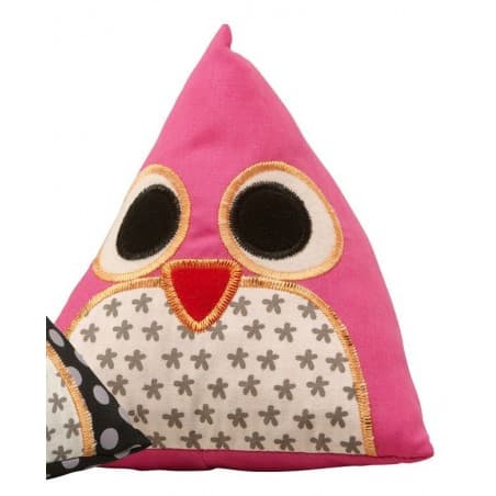 Doudou hochet Hibou rose