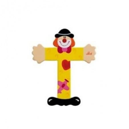Lettre clown T en bois