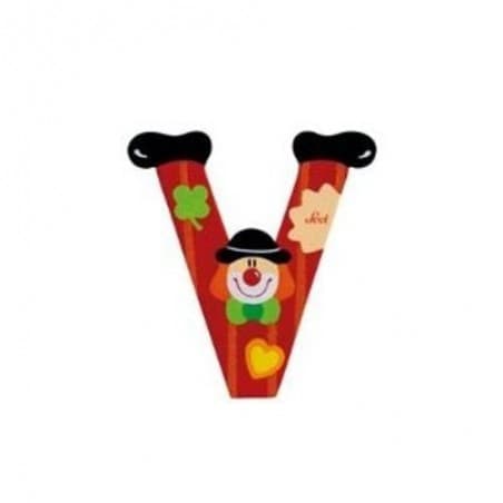 Lettre clown V en bois