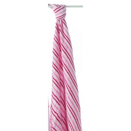 Maxi lange rayures roses  en mousseline de coton