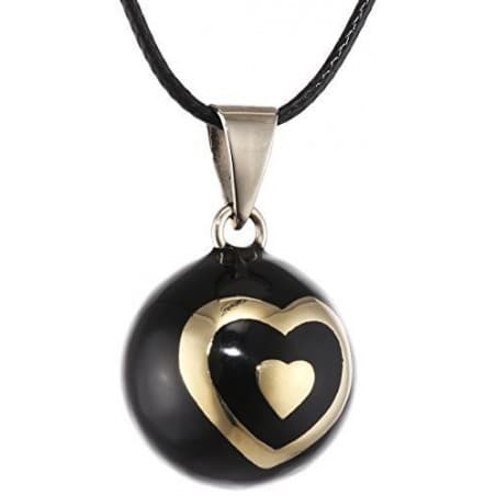 Bola résine noire 'Double Coeurs'