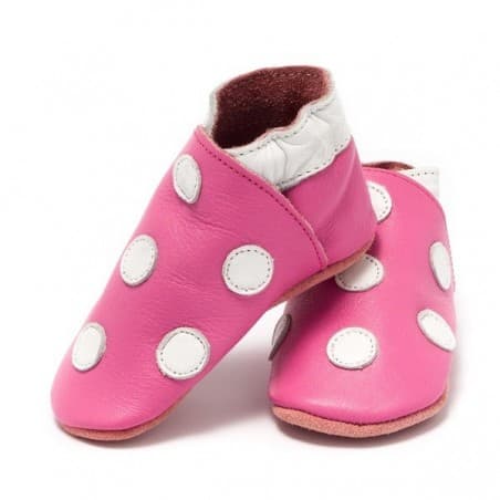 Chaussons rose en cuir  6-12 mois