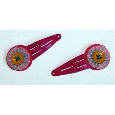 Paire de barrettes 'Fluor Flower' rose