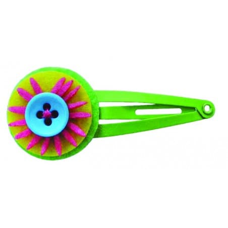LOT de 2 barrettes 'Fluor Flower' vert