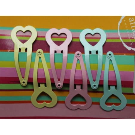 Barrettes pour cheveux- set de 6  'Pastel Hearts'