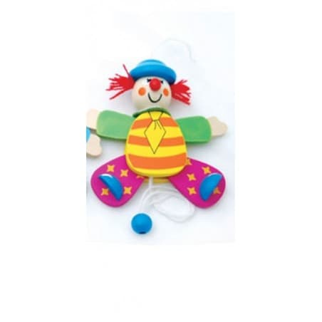 Petit clown articulé en bois chapeau bleu