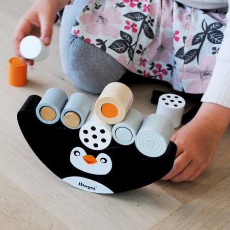 Jouet d'équilibre en bois: Pingouin