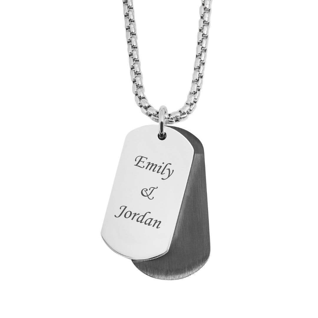 Pendentif double dogtag acier personnalisé - 2407