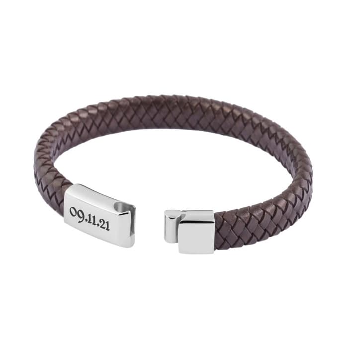 Bracelet cuir marron personnalisé - 1743