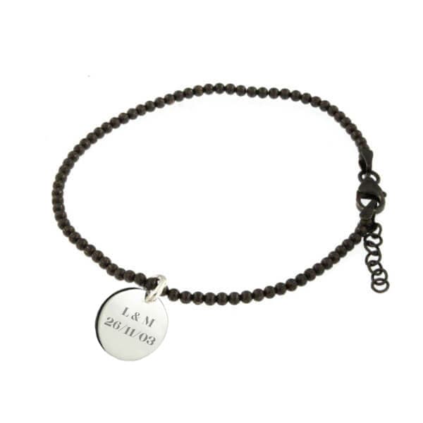 Bracelet noir argent personnalisé - 1747
