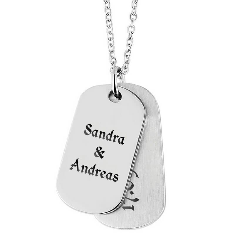 Pendentifs duo dogtags acier personnalisés - 1833
