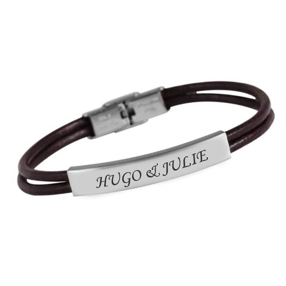 Bracelet cuir marron personnalisé - 1836