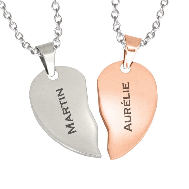 Pendentif coeur acier personnalisé - 1850