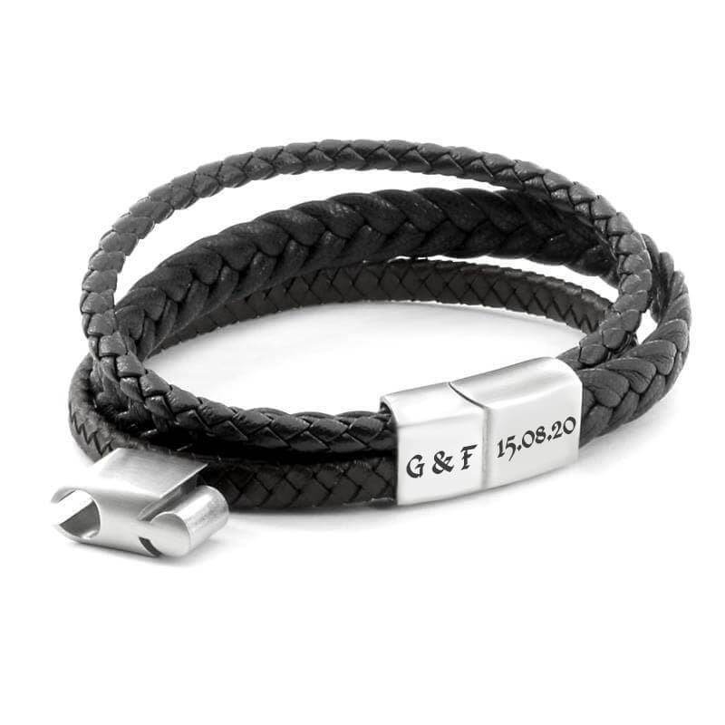 Bracelet cuir noir personnalisé -1861