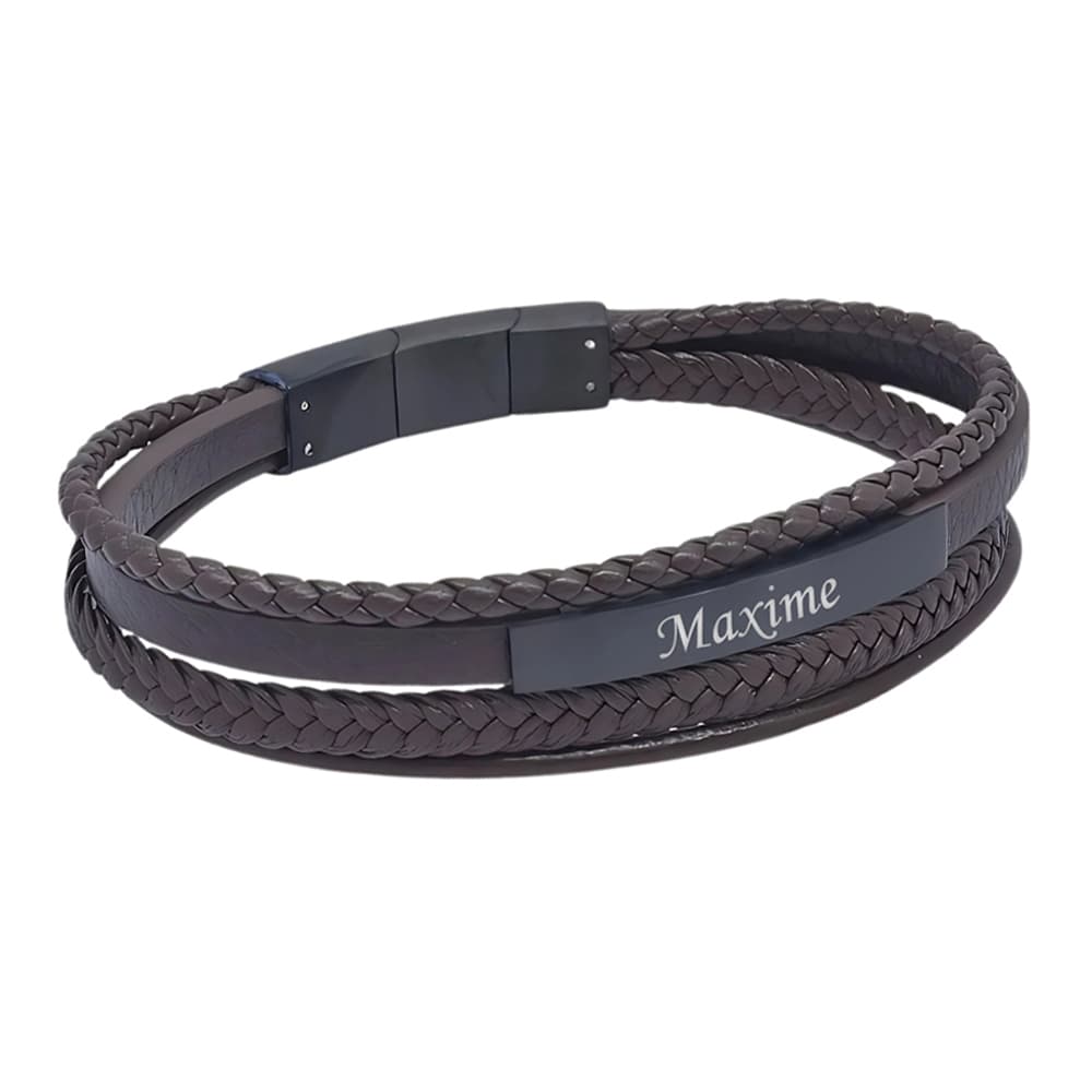 Bracelet cuir marron personnalisé -1864