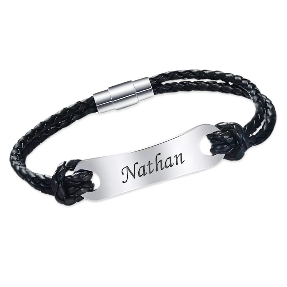 Bracelet cuir noir personnalisé -1872