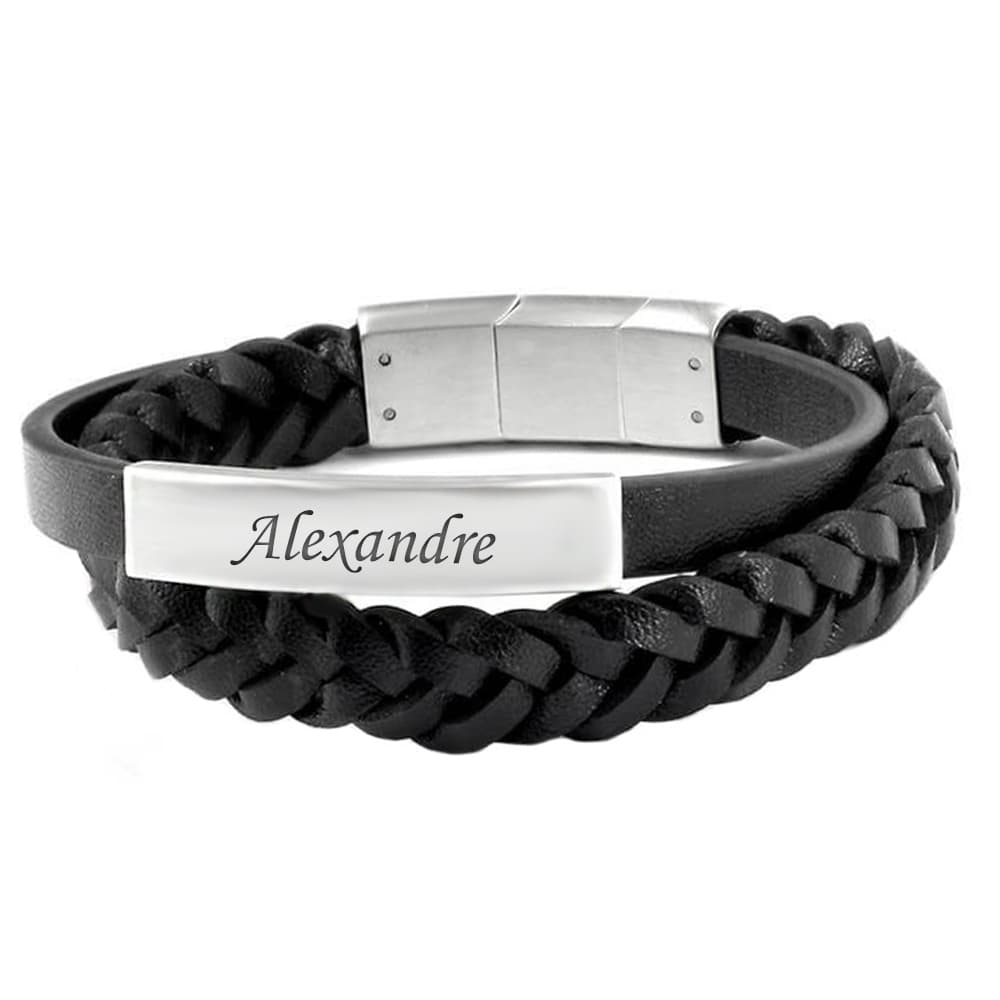 Bracelet cuir noir personnalisé -1875