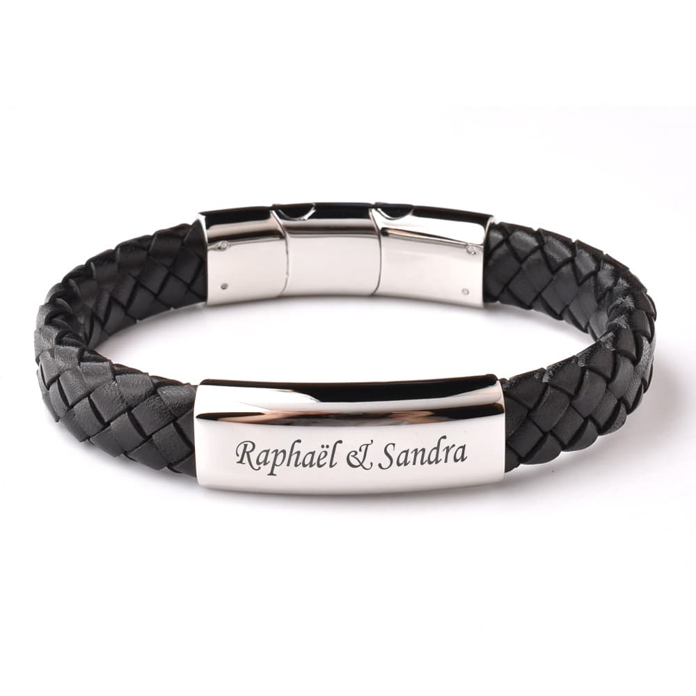 Bracelet cuir noir personnalisé -1948