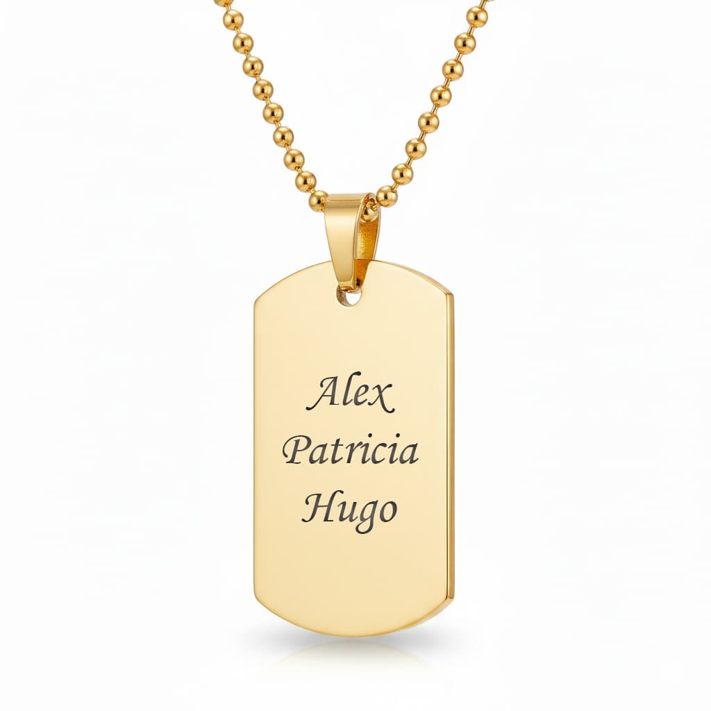 Pendentif dogtag acier doré personnalisé - 1975