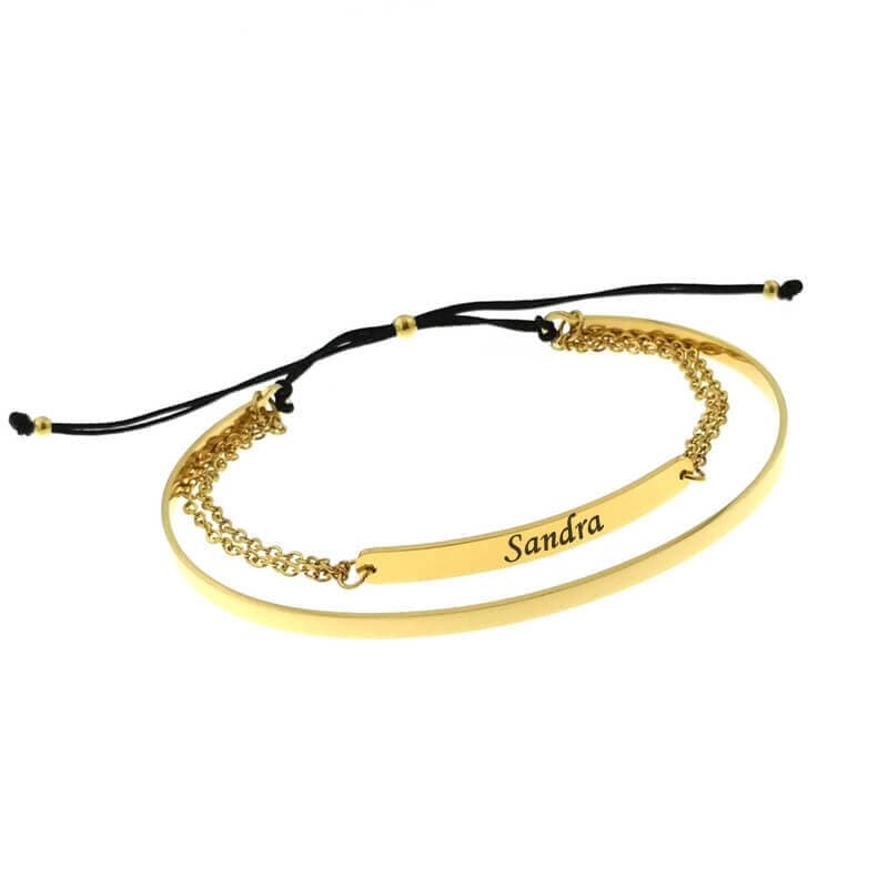 Bracelet jonc acier doré personnalisé - 2137