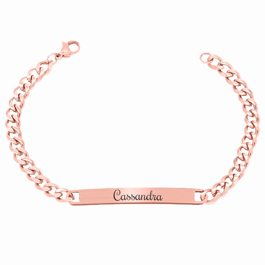 Gourmette acier rosée personnalisée - 2158