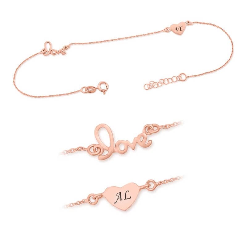 Chaîne de cheville argent rosée personnalisée - 2181