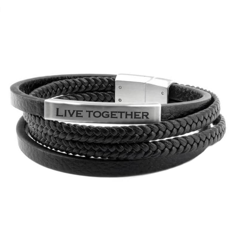 Bracelet cuir noir personnalisé - 2193