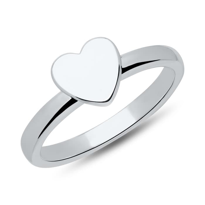 Chevalière cœur argent personnalisée - 2231