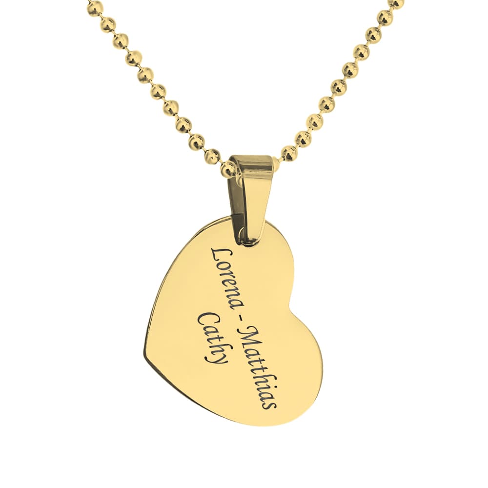 Pendentif cœur acier doré personnalisé - 2281