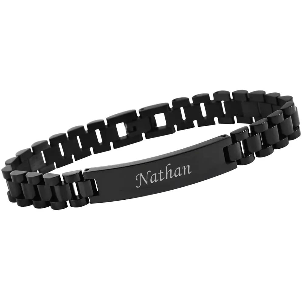 Bracelet acier noir personnalisé - 2295
