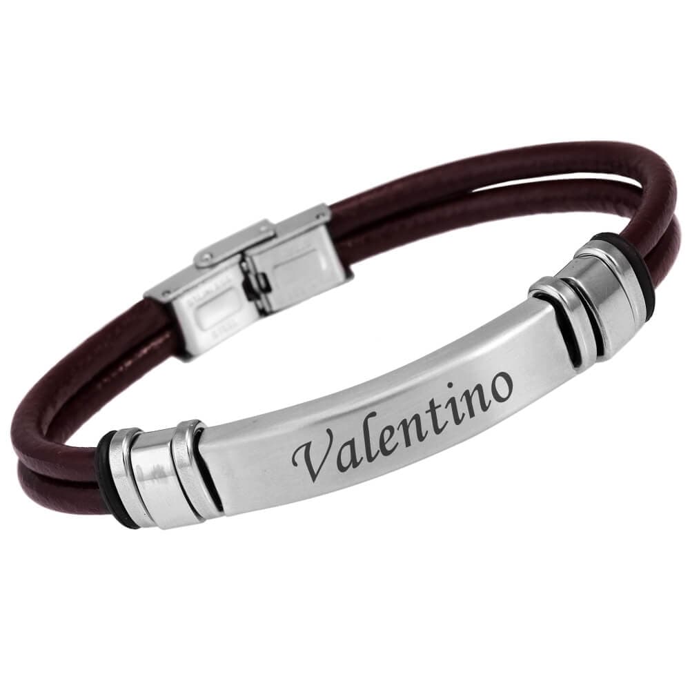 Bracelet cuir marron personnalisé - 2303