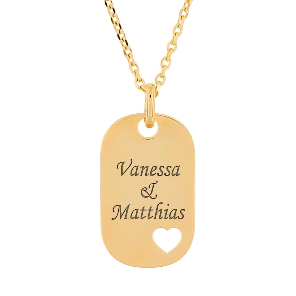 Pendentif plaque cœur plaqué or personnalisé - 2347