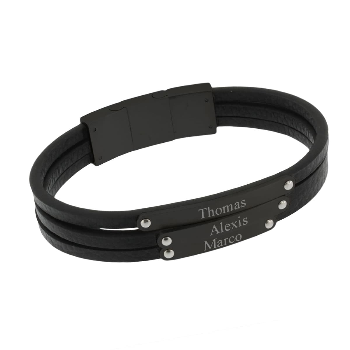 Bracelet cuir trois rangs personnalisable - 2367