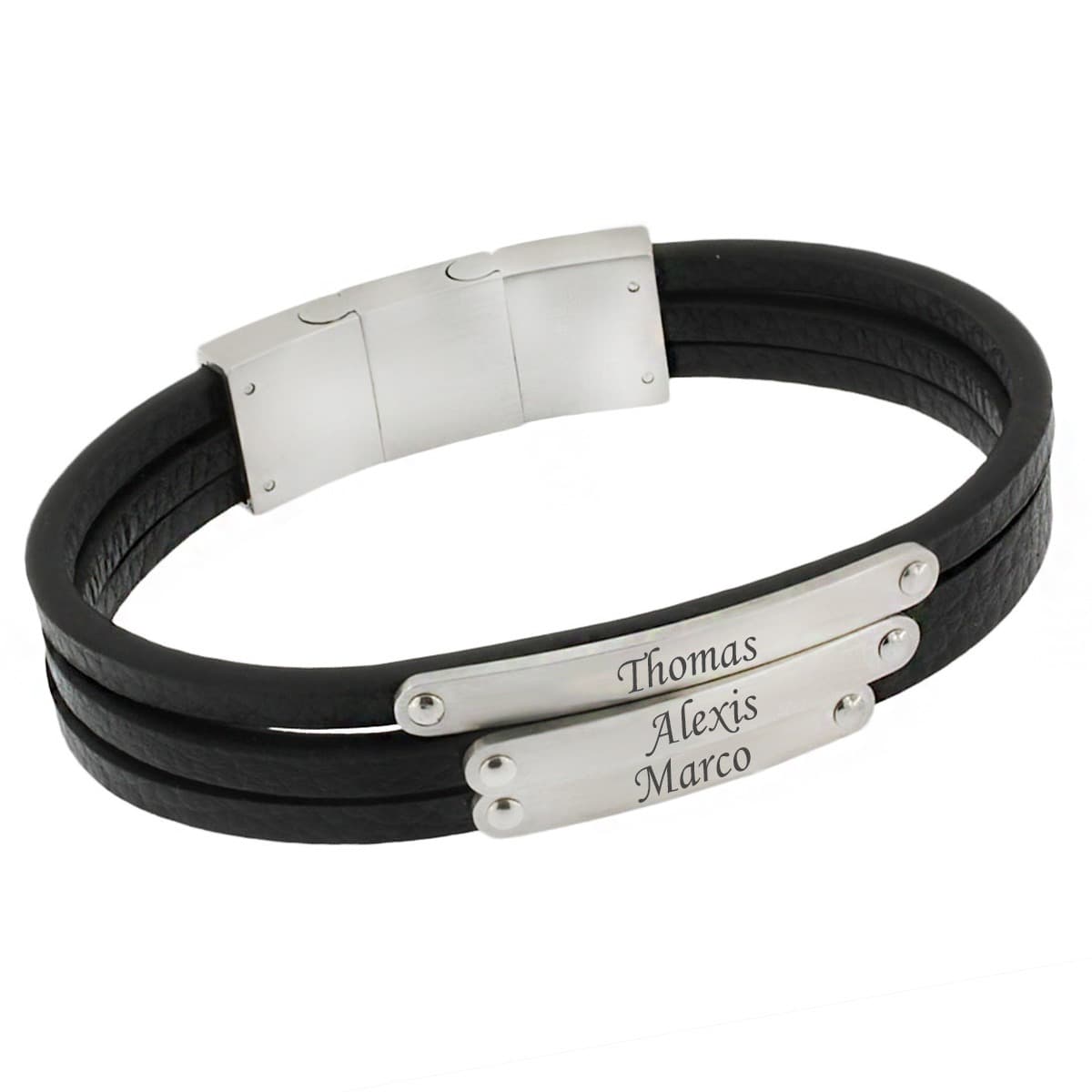 Bracelet cuir trois rangs personnalisable - 2368