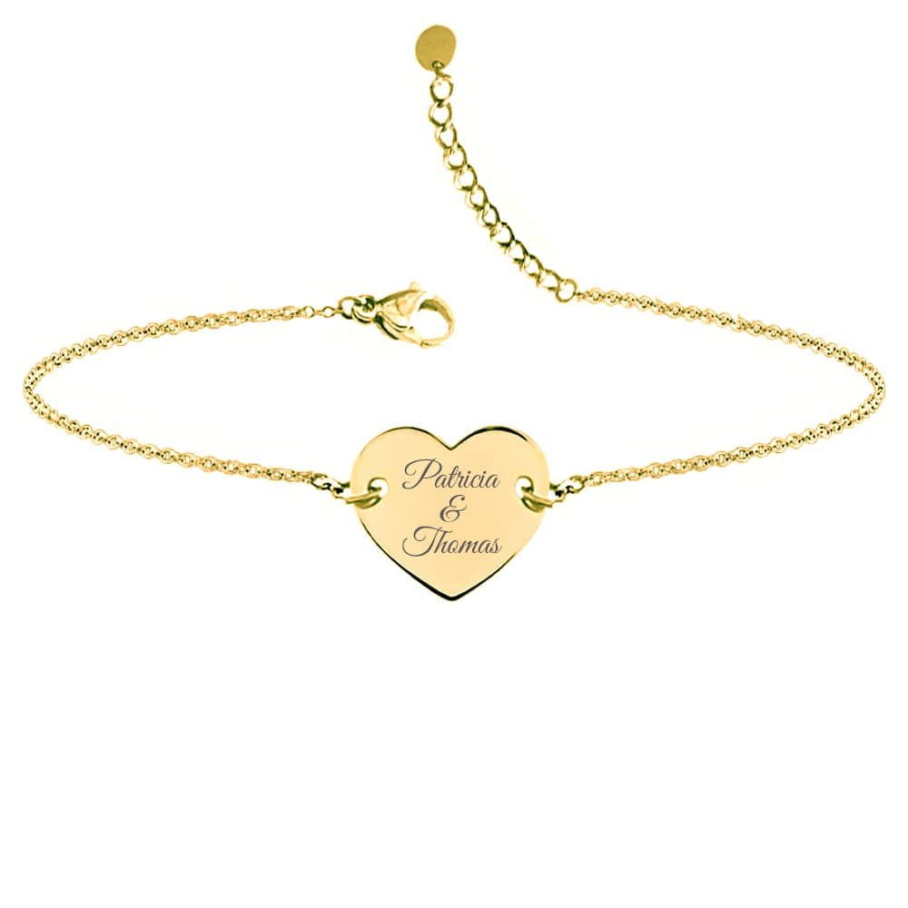 Bracelet cœur doré personnalisé - 2398