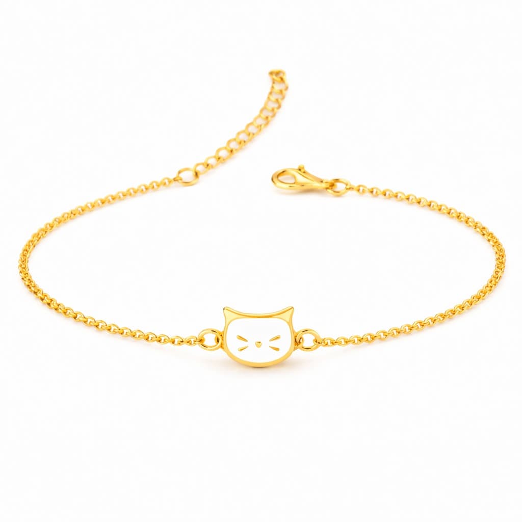 Bracelet chat plaqué or personnalisé - 2424