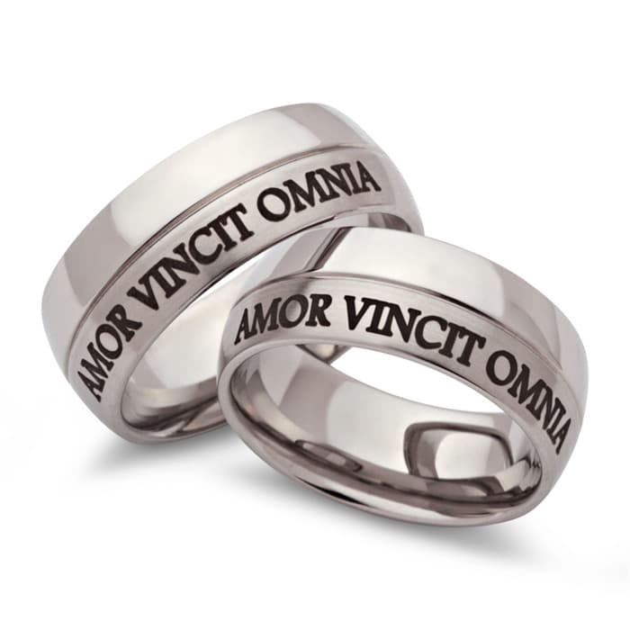 Bagues duo acier personnalisées - 0247