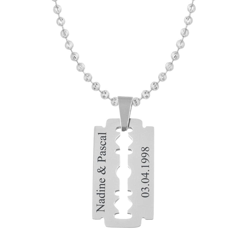 Pendentif lame de rasoir personnalisé - 2486