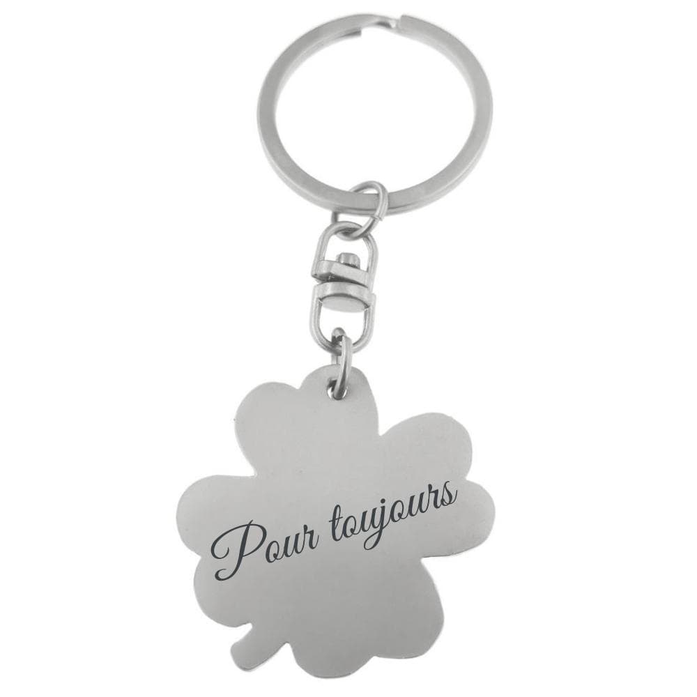 Porte-clé trèfle acier personnalisé - 2493
