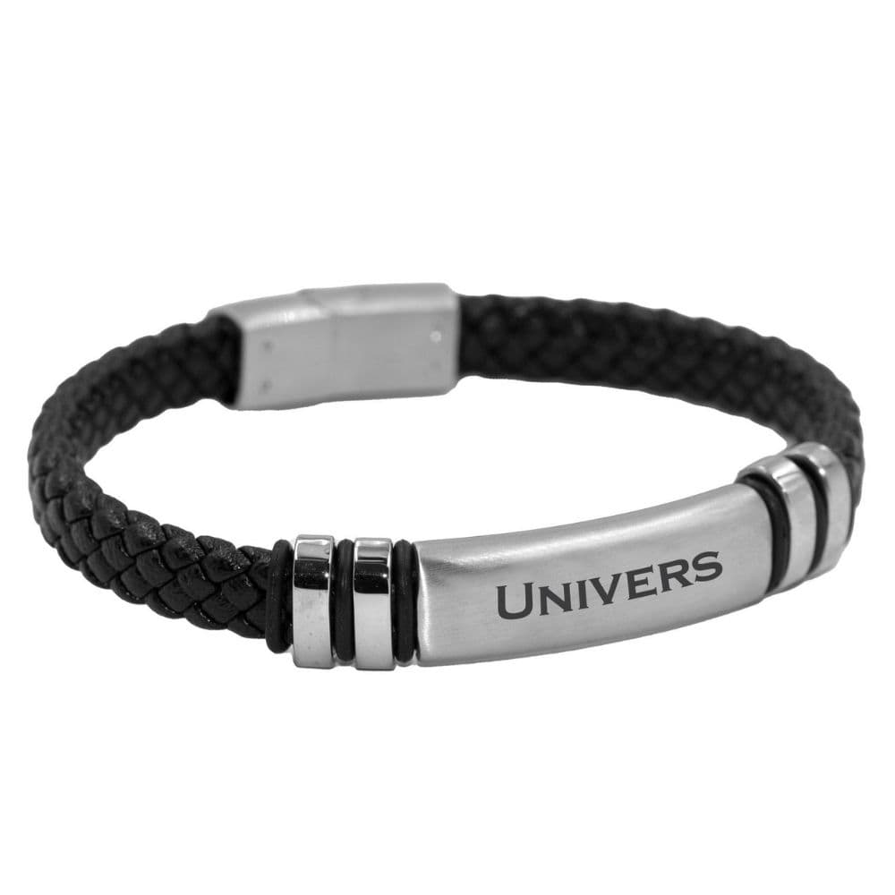 Bracelet cuir tressé noir personnalisé - 2500
